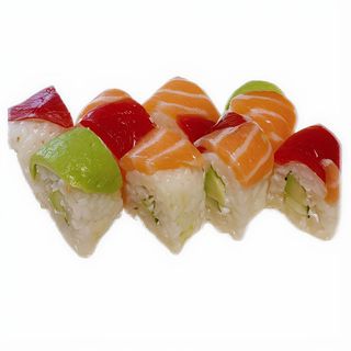 Dragón japonés de aguacate con queso y salmón