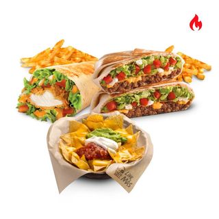 Para 2: Chicken Burrito y Crunchywrap con Nachos Supreme
