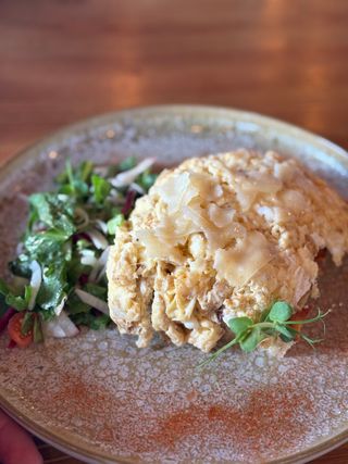 Focaccia scrambled eggs