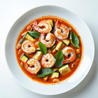 Tajskie czerwone Curry z krewetkami