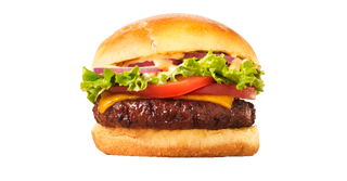 Меню телешки бургер с чедър + пържени картофи + Напитка(120-140гр)