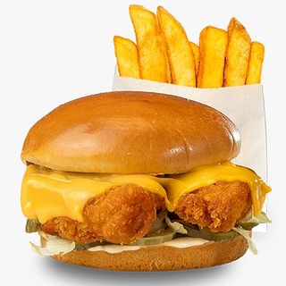 Cripsy Chicken Burger + cartofi prajiti