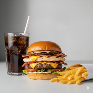 Chicken and beef burger - menù