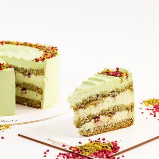 Porción De Pistacho Y Frambuesa