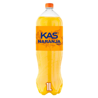 KAS Naranja Zero Refresco con gas sabor Naranja sin Azúcar Botella 1 Litro