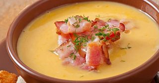 Гарбузовий крем суп з беконом