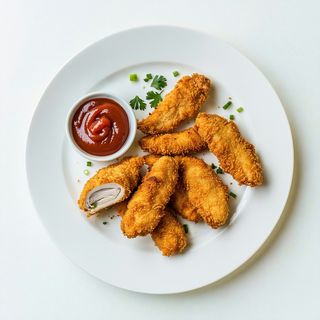 Golden battered kuku strips