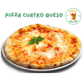 Pizza Cuatro queso familiar.