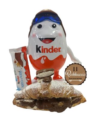Cornetto Kinder fetta al latte con Nutella Ferrero e Nutella bianca
