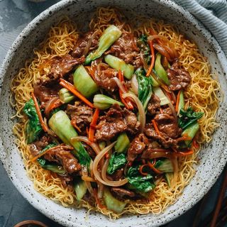 Beef Fried Rice Noodles and Veges