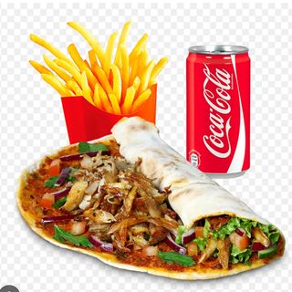 Lahmacun(pizza turca)+patatas+Refresco