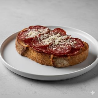 Tostada De Salchichón Y Queso Curado