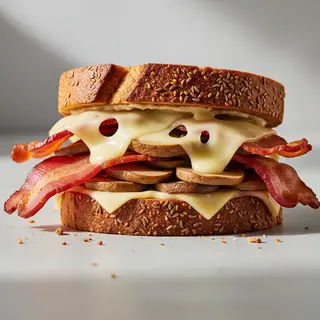 Panino pancetta, formaggio e funghi