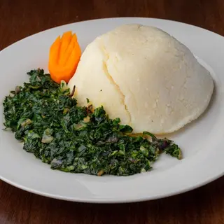 Traditional Green Vegetables (seasonal) with Ugali