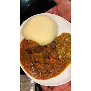 Pan Fried Goat's Meat With Kalo