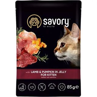 Пауч SAVORY для кошенят ягня з гарбузом у желе 85г