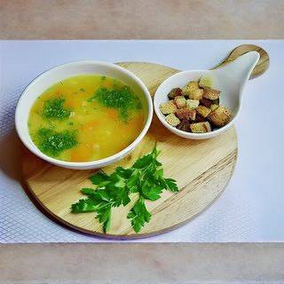 суп гороховый с копченой рулькой