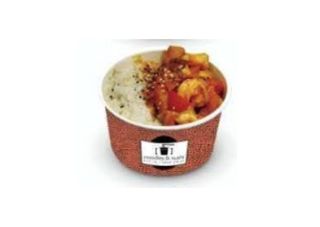 Don buri con frutti di mare e salsa satay