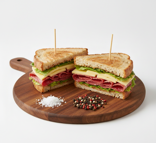 Sandwich cu salam de sibiu si cascaval