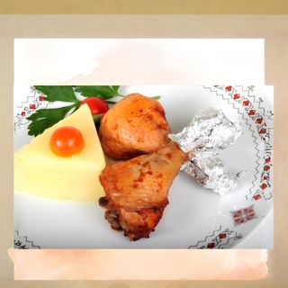 Pulpă de pui la cuptor + garnitură