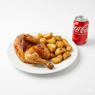 Menú 1/2 Pollo Asado con Patatas + Coca-Cola