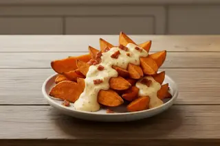 Patate dolci fritte  con maionese al bacon
