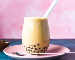 Salted caramel boba tea