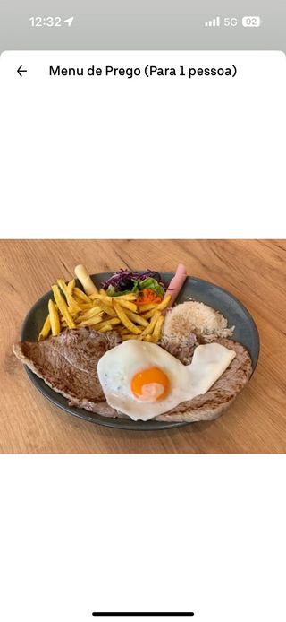 Menu de Prego para 1 Pessoa