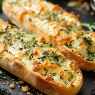 Pan De Ajo Con Queso Y Langostinos