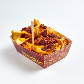 Patatine fritte, bacon, cheddar fuso