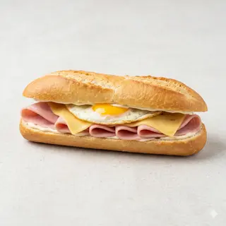 Bocata de Jamón York, Queso, Huevo Frito y Mahonesa