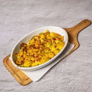 Запеканка с картофи, броколи и шунка