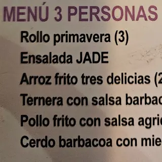 Menú 3 personas