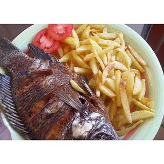 Whole Fried Fish Served With Chips