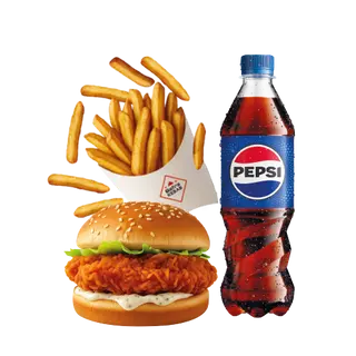 Zestaw 3 - burger + frytki (małe) + napój