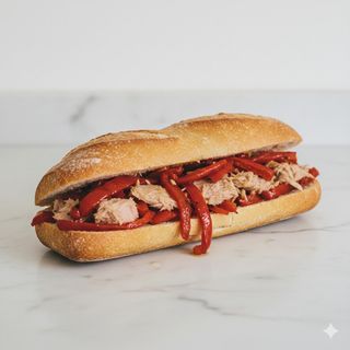 Bocadillo De Atún Con Pimiento Rojo Frito