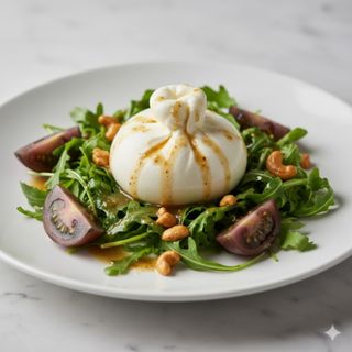 Ensalada de burrata con rúcula