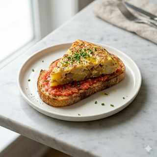 Tostada De Tomate Y Tortilla De Patatas