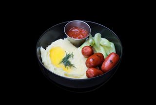 Картопля пюре з сосисками