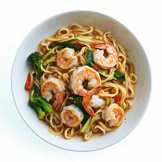 209.-Ebi yaki udon gamberi, verdura miste.