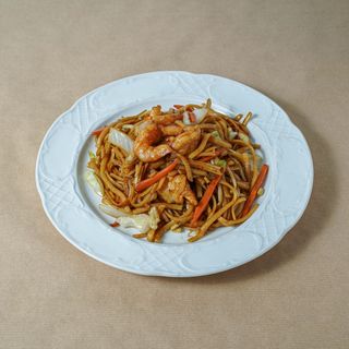 Tallarines Fritos Con Gambas