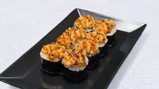 Black fried salmon