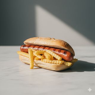 Panino wurstel e patatine