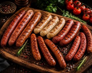 Фірмова дошка сосисок на грилі