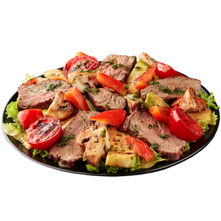 Салат з овочами гриль і теплою телятиною (250 г)