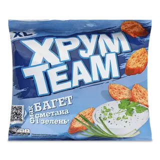 Сухарики ХрумTeam Багет Сметана і зелень (90г)