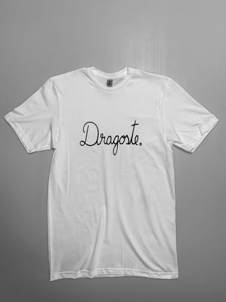 Tricou alb de bărbați scris cu Dragoste neagră