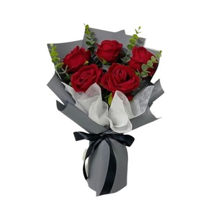 Ramo De 6 Rosas Rojas Arregladas Con Envoltorio