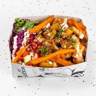 Crispy Chicken Over Sweet Potato