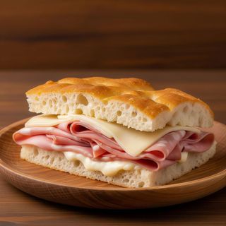 Focaccia de mortadella y queso